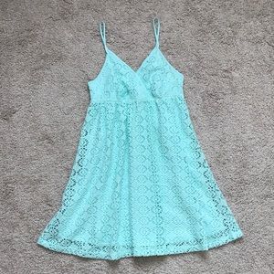 Express Babydoll Eyelet Mint Dress